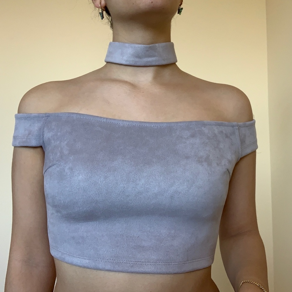 LF lilac choker neck top